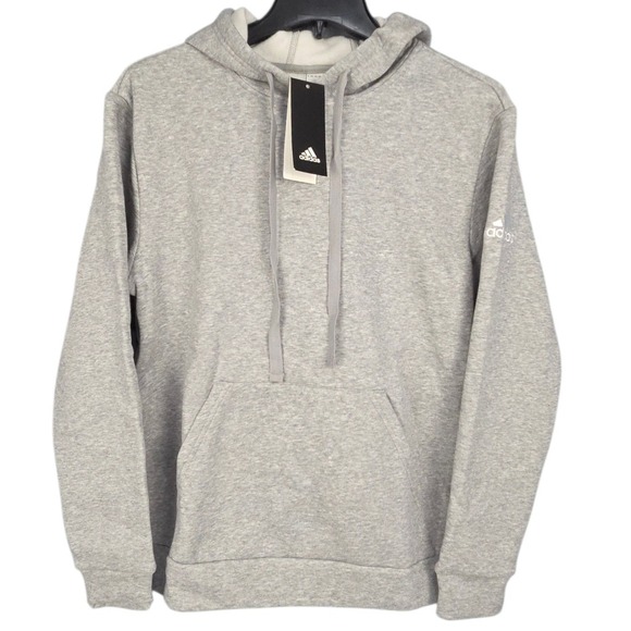 Adidas Hoodie Womens Small Gray Fleece Pullover Sweatshirt Athletic Casual NWT - Picture 2 of 9